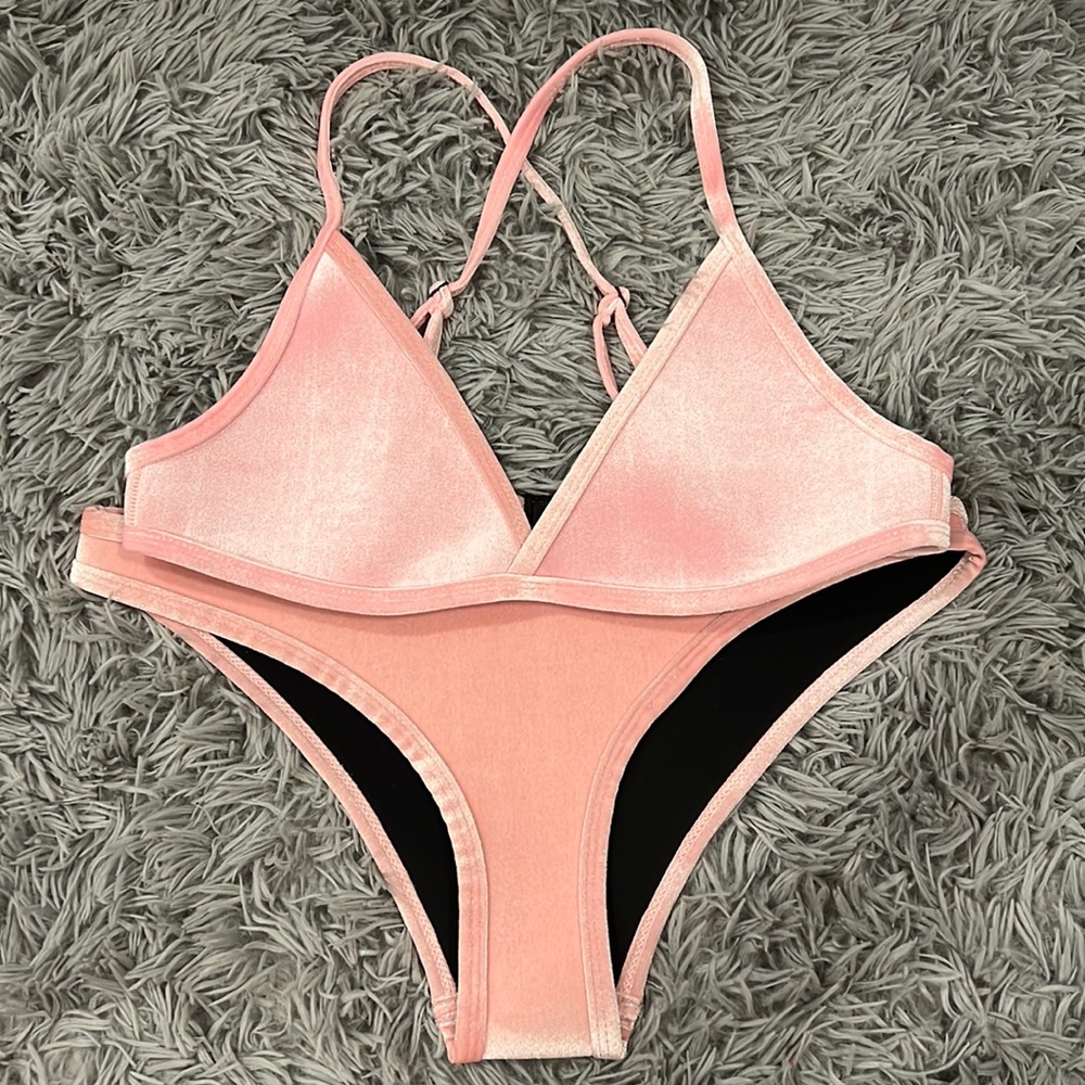 NWOT DOLA PINK VELVET BIKINI SET